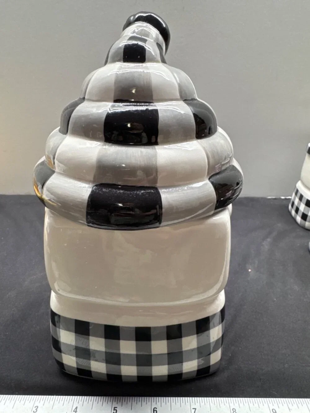 Joyous Snowman 2025 Ceramic Jar & Mug Set With Black & White Buffalo Check Desig
